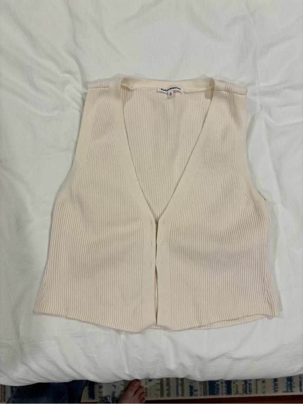 Reformation Cream Ribbed Knit Top - Picture 2 of 4
